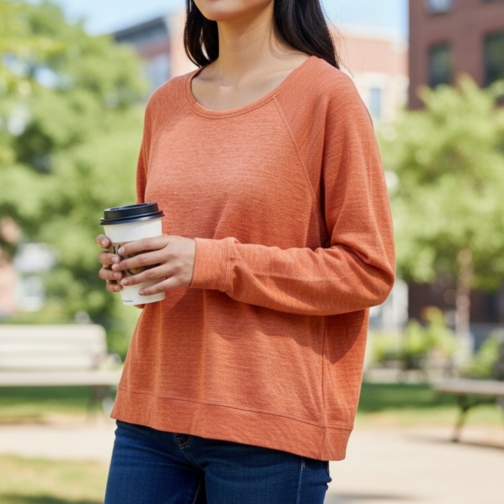 Cynthia Rowley 100% Linen Lightweight Pullover Sweater Orange Size L